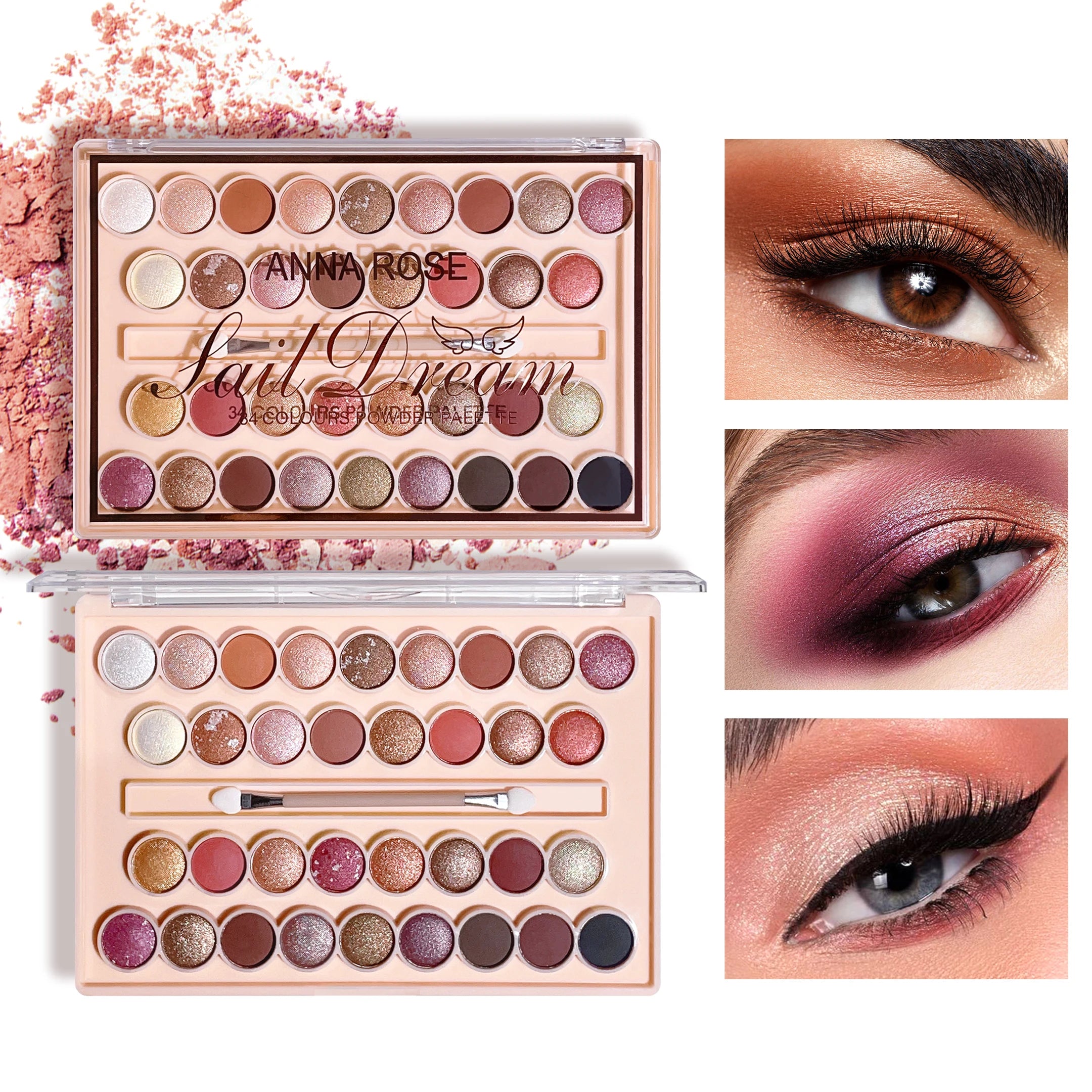 34 color eyeshadow palette with brush, matte shimmer Multicolor, High paint waterproof and Sweat resistant, Music Festival Hallo Zpaxo