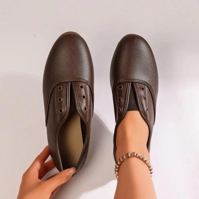 Women's Round Closed Toe Comfortable Solid Single Shoes Spring Autumn Zpaxo