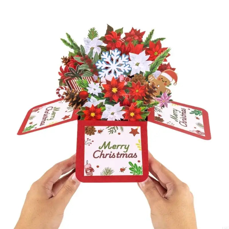 Christmas Cards with Envelope Handmade Flower Box Paper Sculpture Greeting Card for Men Women Valentines Christmas Zpaxo