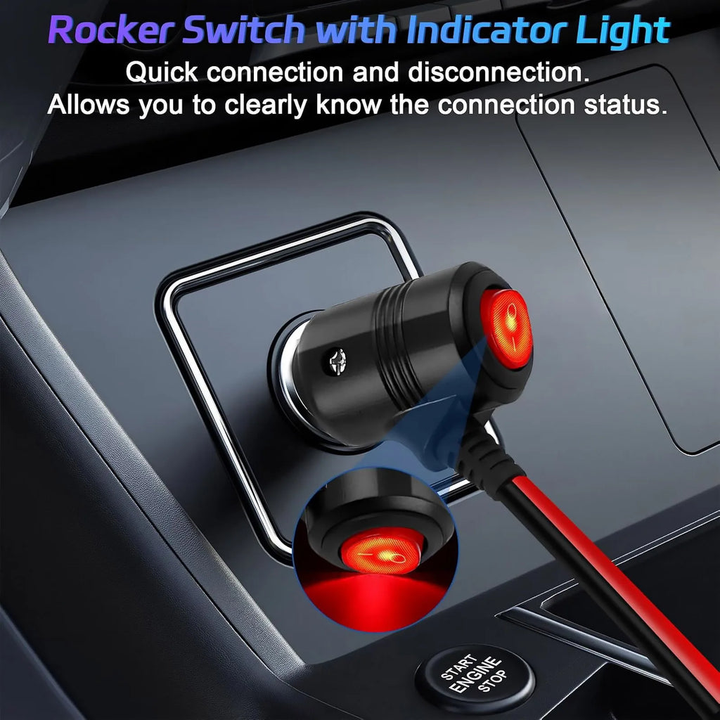 Universal Car Cigarette Lighter Splitter Adapter Off Switch 1 Male 2