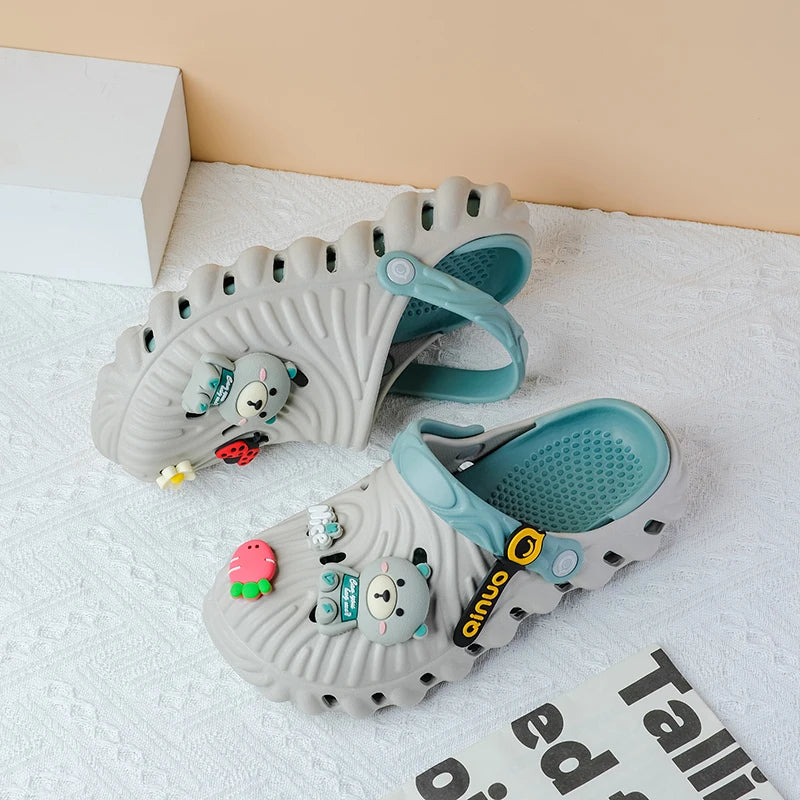 Women's Diy Cute Bear Clogs Sandals Summer 2025 Slip Wedge Platform