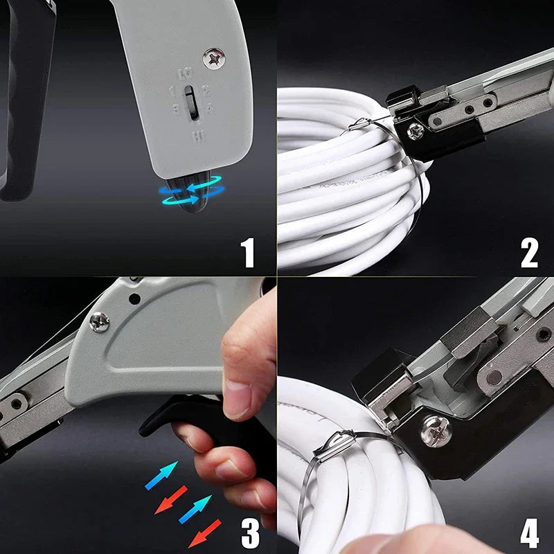 Stainless Steel Cable Tie Gun Adjustable Tension Fastening Tool