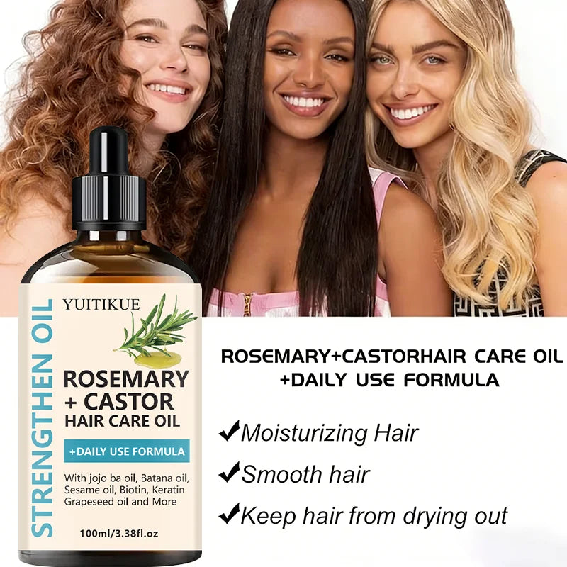 YUITIKUE Rosemary & Castor Strengthening Hair Oil 100ml Hair Growth Oil Zpaxo