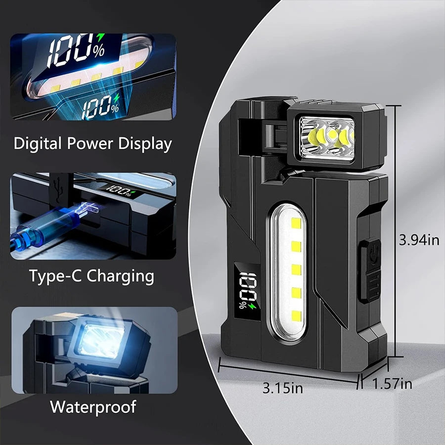 Zpaxo EDC Flashlight – 900 Lumen USB-C Rechargeable Rotating Torch LED EDC Flashlight Zpaxo