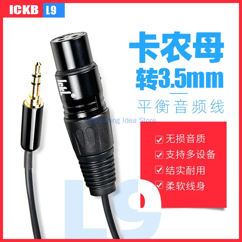 Ickb L9 Balance Cable So8 Sound Card 48V Capacitor Microphone Microphone Connection Cable Single Cannon Female Turn 3.5mm Zpaxo