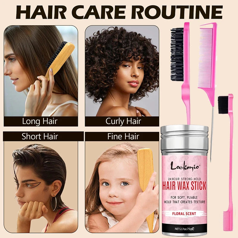 2026 New Arrival！Wax Stick Set Professional Styling Kit For Women Anti-frizz Smoothing Broken Back Hair Mud Messy Hairs Wax Rod Zpaxo