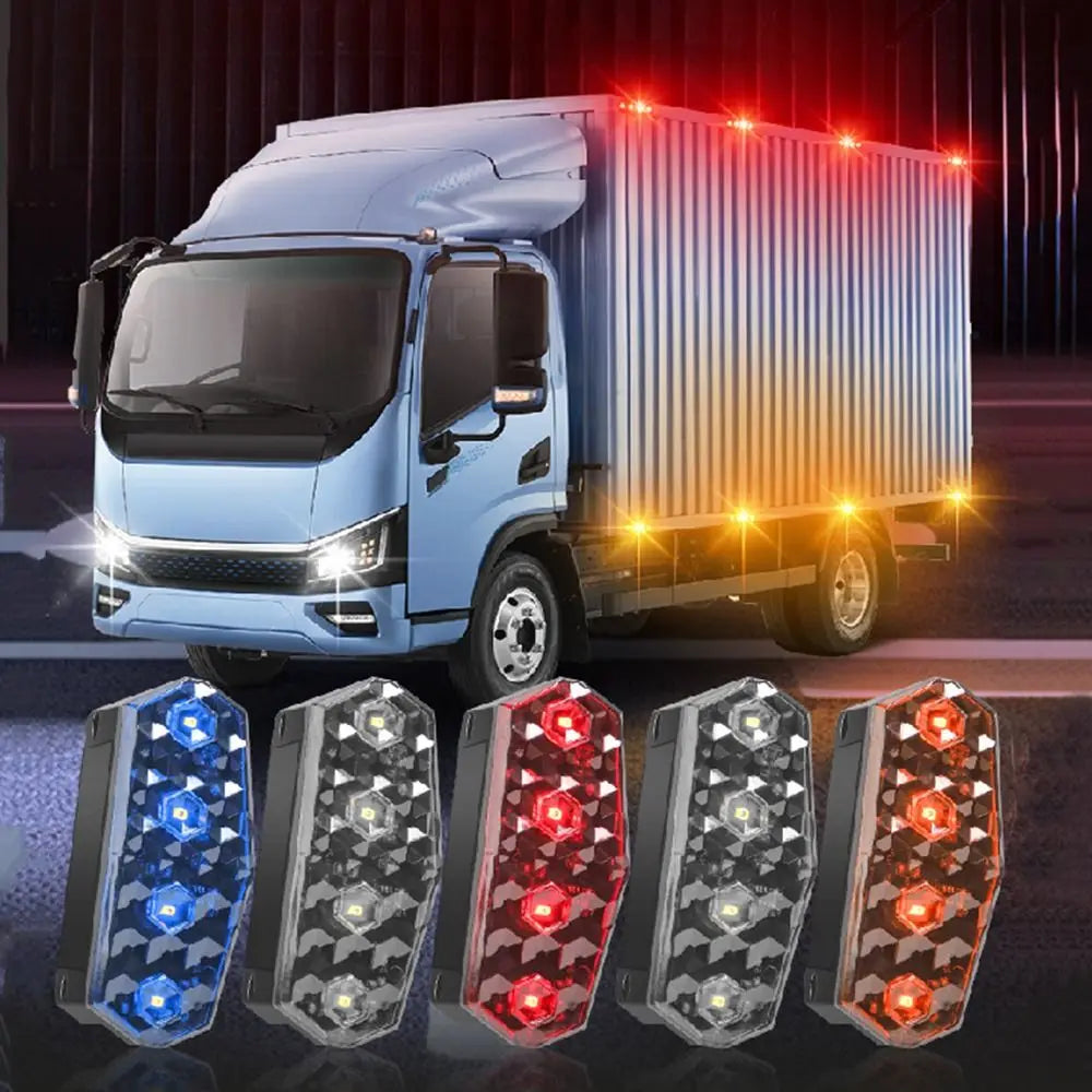 4Pcs Shake To Bright Solar Right-angle Warning Lights High Brightness Flashing Mode Vehicle Led Rear Light Waterproof Zpaxo