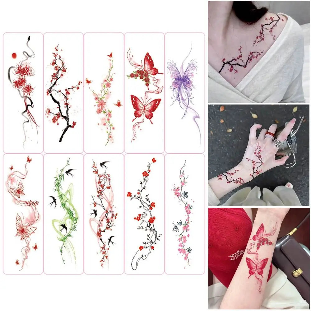 Trendy Flower Temporary Tattoos Glitter Waterproof Arm Tattoo Zpaxo