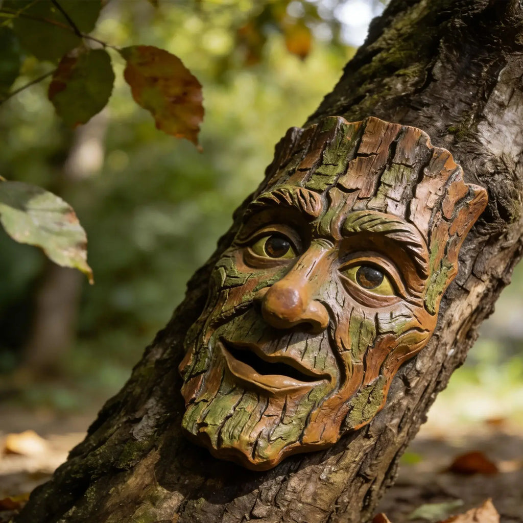 Tree Faces Decor Outdoor Resin Old Man Face Statue Yard Art Garden