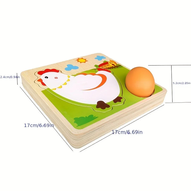 Wood 3D Puzzle Chick Grow Hens Laying Eggs Process Jigsaw Learning