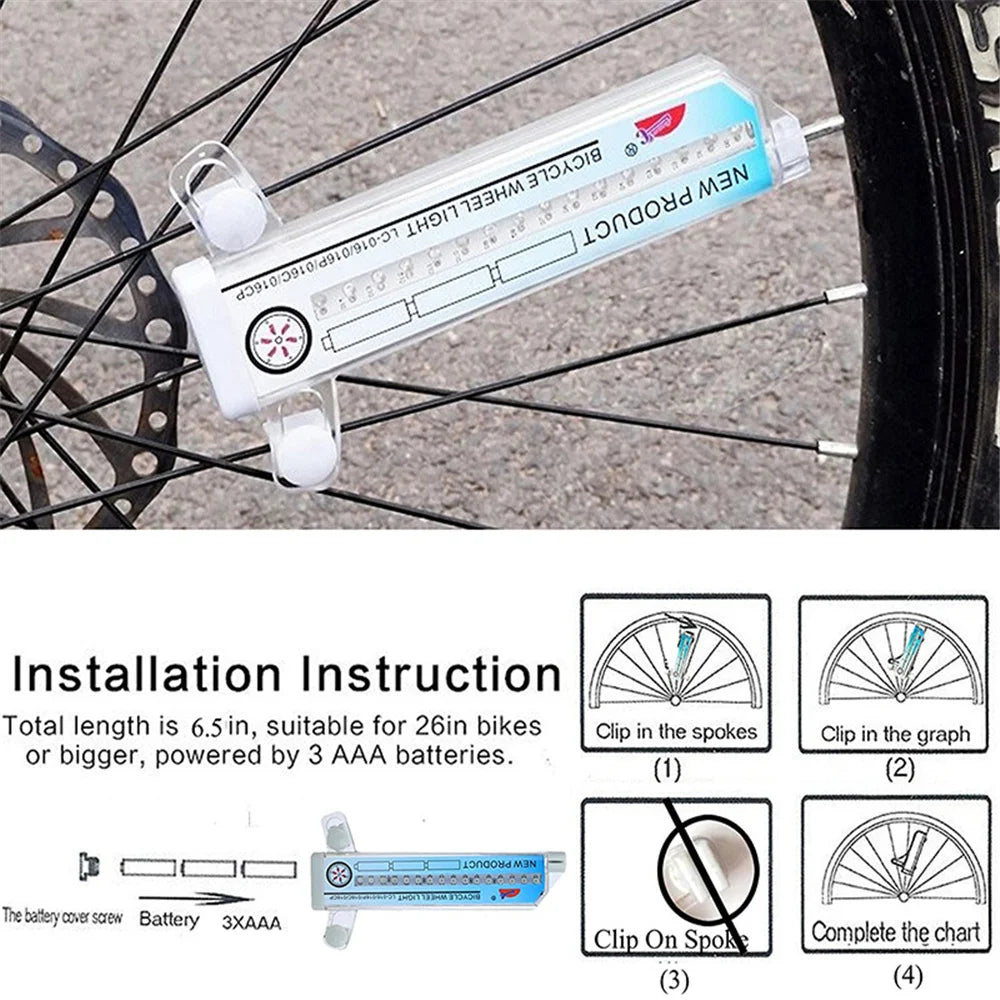 Bicycle Wheel Light Bike Spoke Light Waterproof 30 Different Patterns Change Safety Tire Light Without Battery Bike Accessories Zpaxo