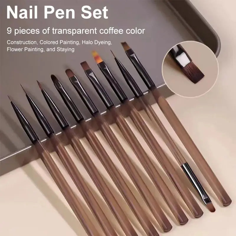 9-Piece Paint Brush Set – Nail Art, Watercolor & Oil Painting