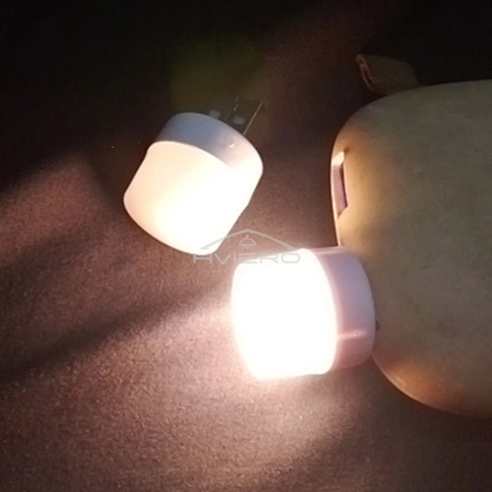USB LED Plug Night Light – Warm & White | Book Lamp