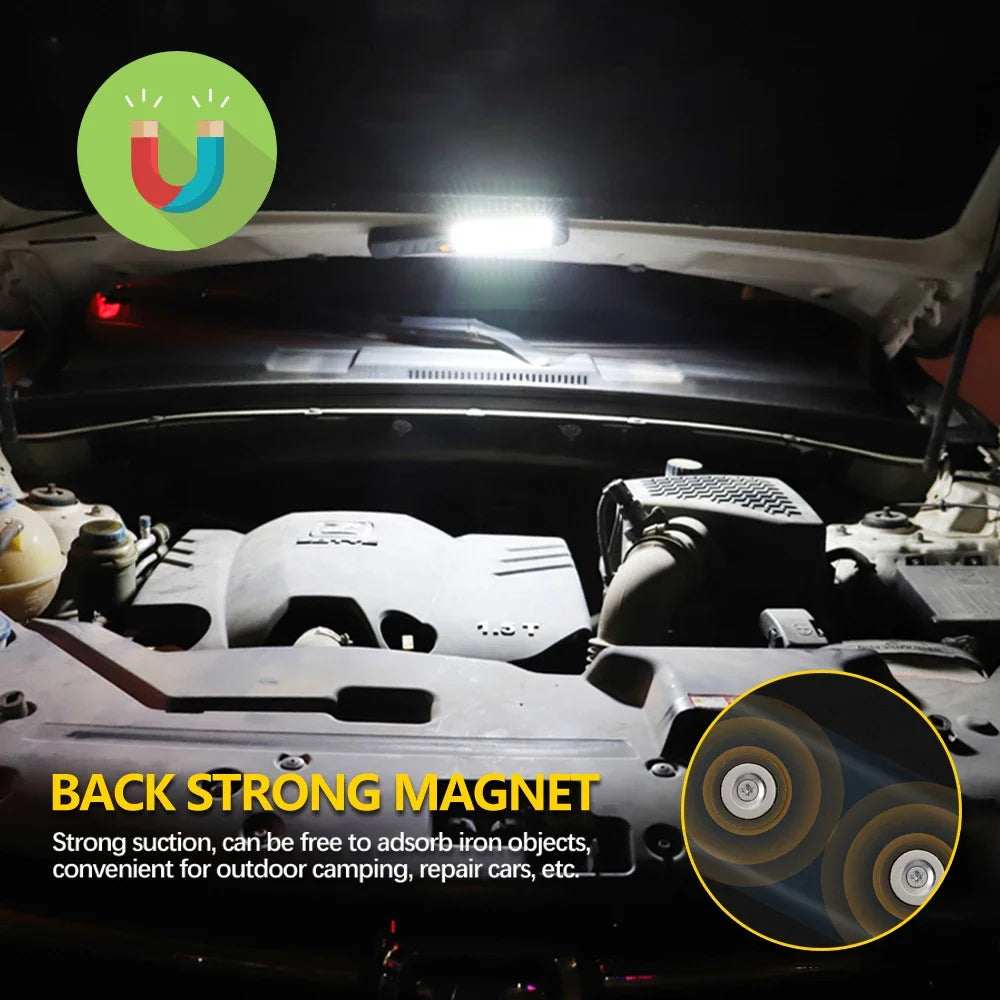Magnetic LED Work Light – USB Rechargeable COB Flashlight