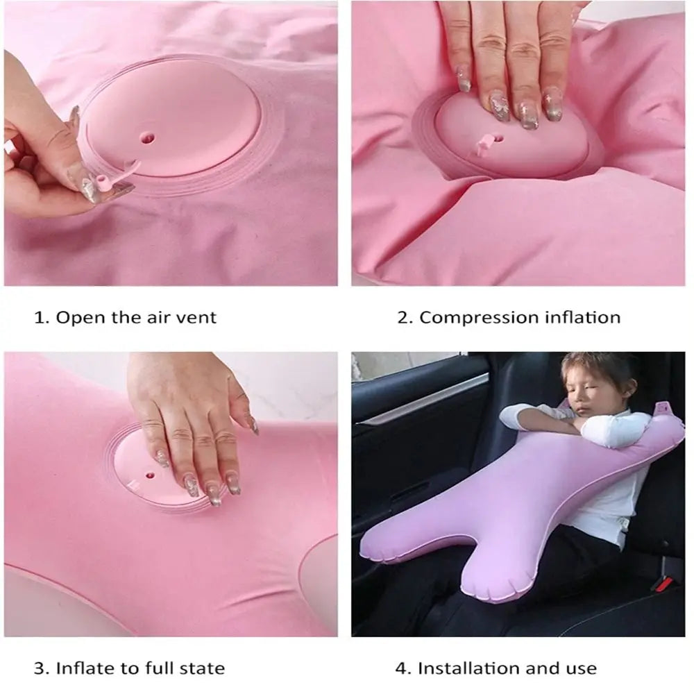 Self Inflatable Car Sleeping Pillow for Kids Head Support Portable Air Cushion Pillow H-Shape X-Shape Comfortable Zpaxo