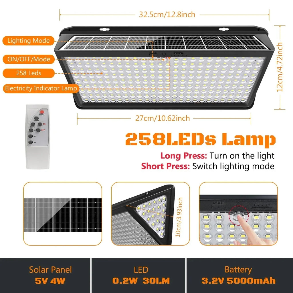 Outdoor Solar Lights Waterproof Motion Sensor 258LED Flood Light 3 Zpaxo
