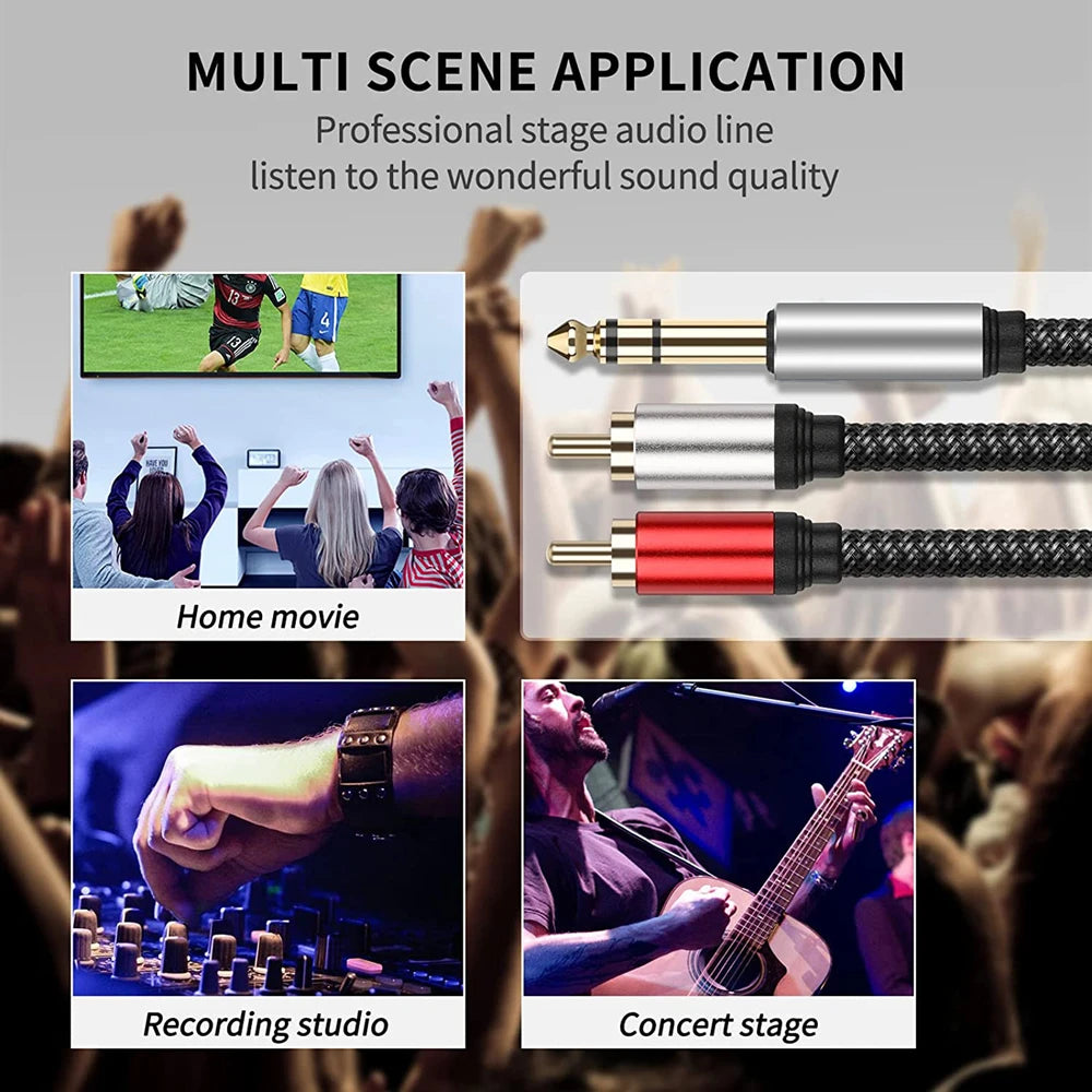Professional 1/4 Inch Male TRS Stereo Plug To RCA Male Cable Excellent Sound 6.35mm Male To Dual RCA Male Splitter Cable Zpaxo 2m China Mainland