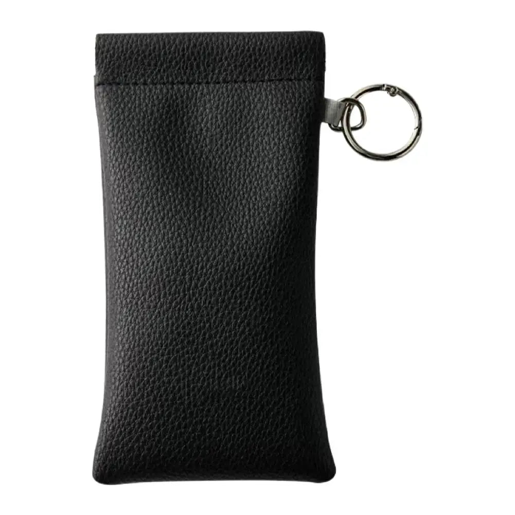PU Leather Sunglasses Pouch with Keyring | Soft Eyeglass Case Eyeglass Pouch Case Zpaxo Black