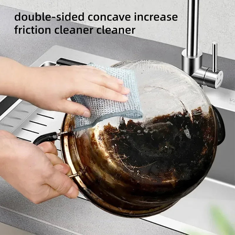 Double-Sided Steel Wire Scrubbing Cloths | Dish & Pot Cleaner