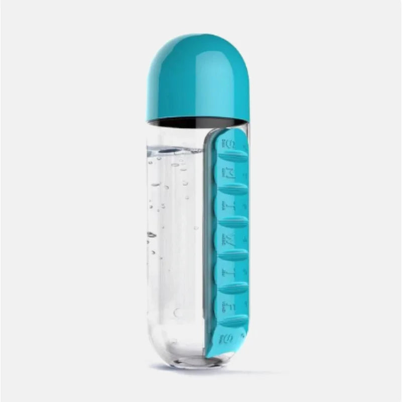 1 7 Grids Medicine Box Water Cup Sports Plastic Bottle Combine Daily Zpaxo Blue