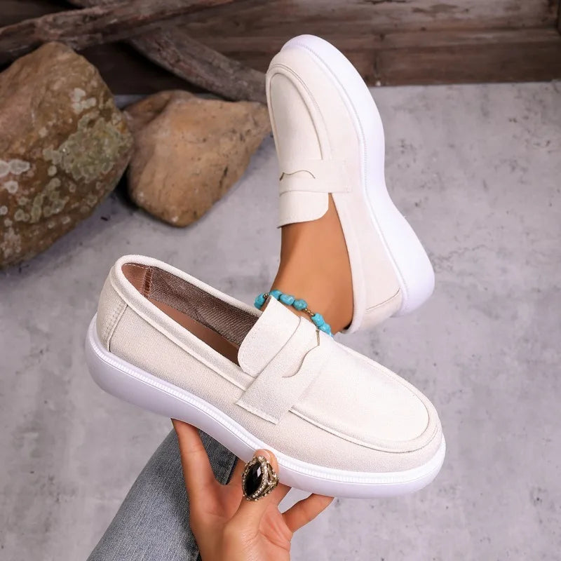 2026 Women's Sneakers Spring Slip Thick Soled Comfort Shoes Suede Zpaxo