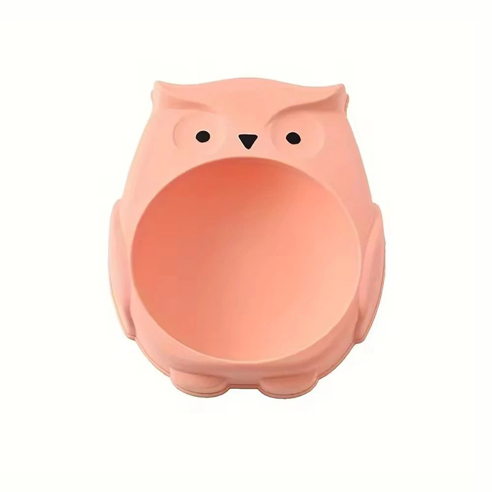 Cat Tableware Pet Dog Bowl Cartoon Owl Shape Thickened Large Capacity Zpaxo Pink