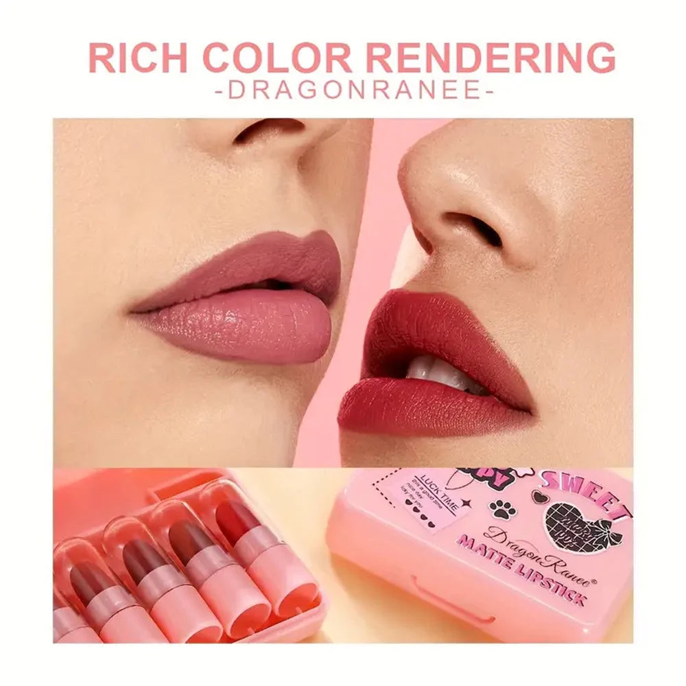 Five-Piece Lipstick Set with Long-Lasting Effect, Brightening and Complexion-Enhancing, Autumn and Winter Matte Velvet Finish, Non-Fading, Non-Stick Cup Lipstick Set Zpaxo