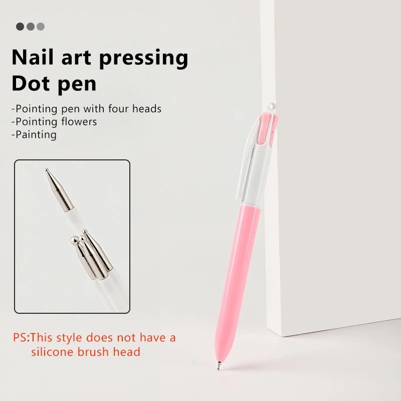 5-in-1 Nail Dotting Pen Nail Art Dotting Tools Ballpoint Pen Design Nail Art Tip Dot Paint Manicure Kit for Drawing Home Salon Zpaxo Pink
