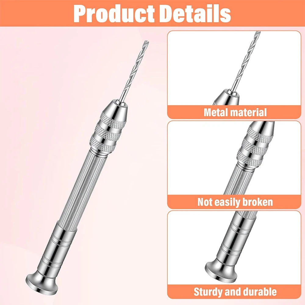 Pin Vise Hand Drill for Resin Casting Molds Single Head Hand Twisted Drill with 10Pcs Drill Bits (0.8-3 mm) for Jewelry Making Zpaxo