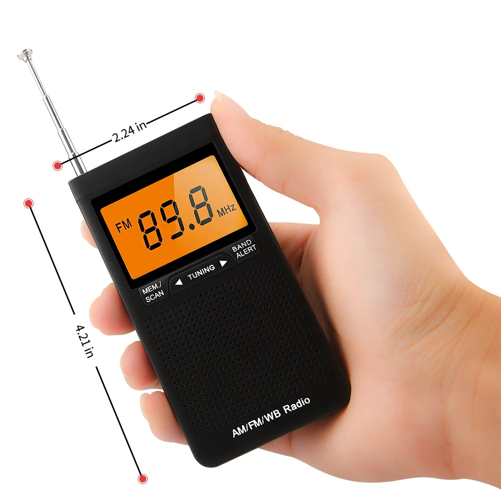 Portable Weather Radio FM AM NOAA Emergency Pocket Warning Alarm