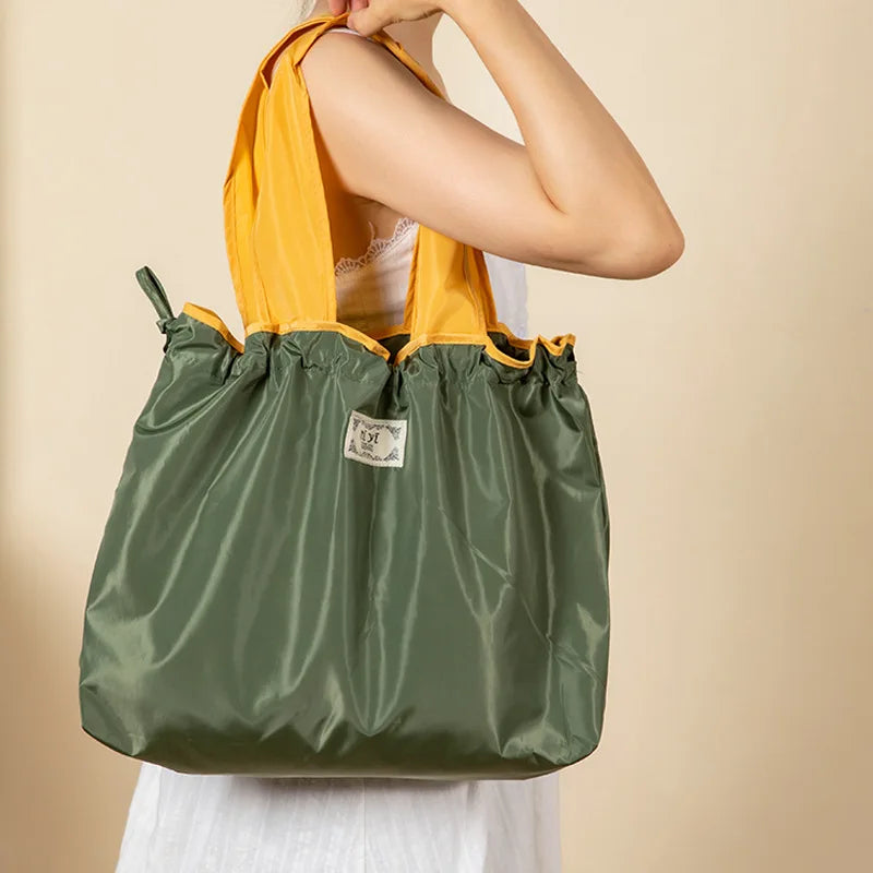 1-Pack Reusable Shopping Bag Large Capacity Foldable Drawstring