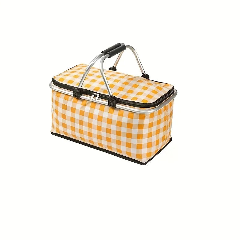 Insulated Picnic Basket Foldable Camping Lunch Box Bag Portable Zpaxo yellow