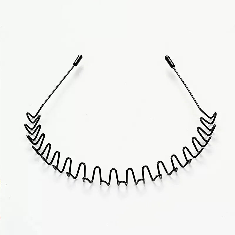 Unisex Black Elastic Non Slip Simple Metal Headbands Men Women Wavy Zpaxo 4