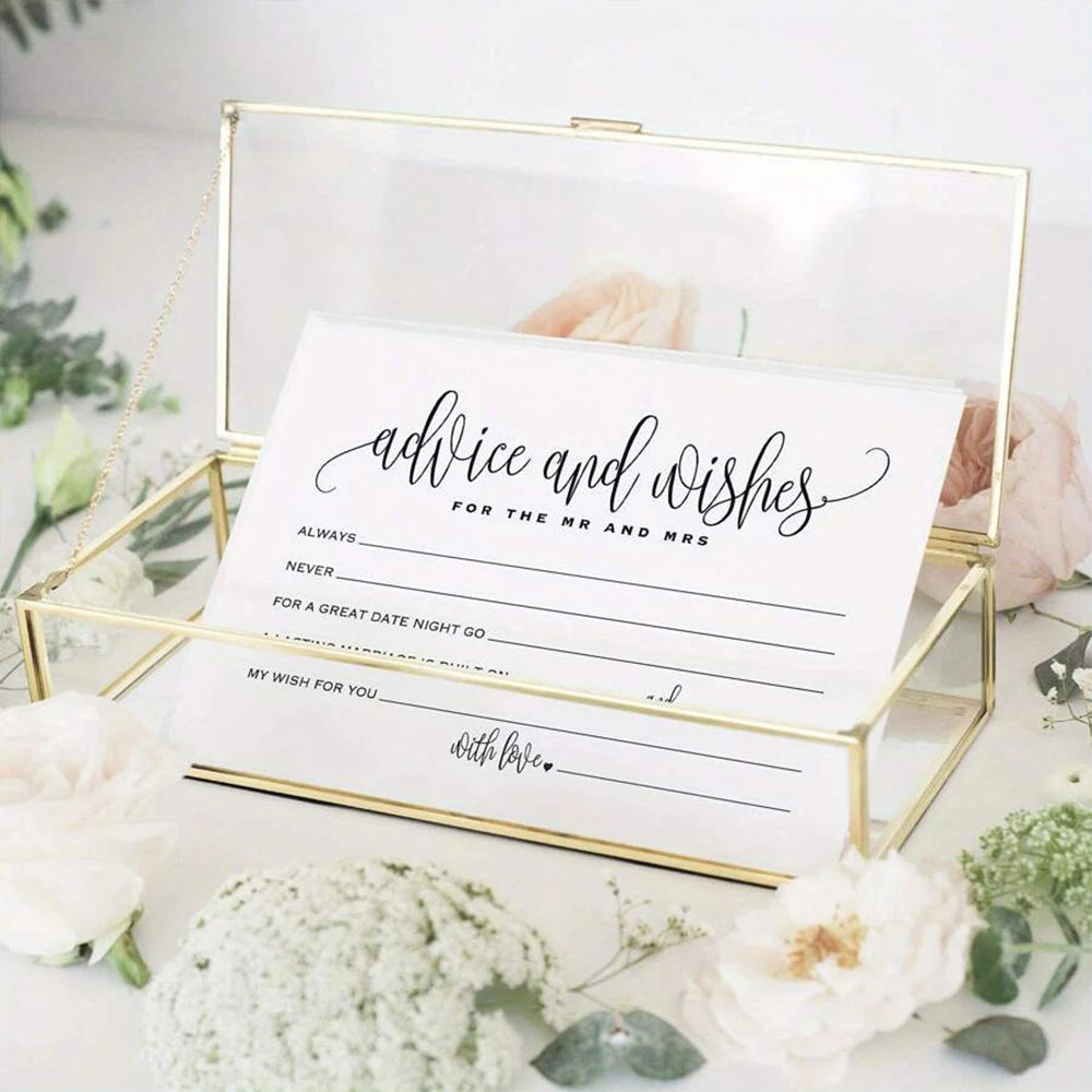 50Pcs Advice For The Bride Cards Advice and Wishes Cards for Wedding Bridal Shower Receptions Engagement Party Games Zpaxo