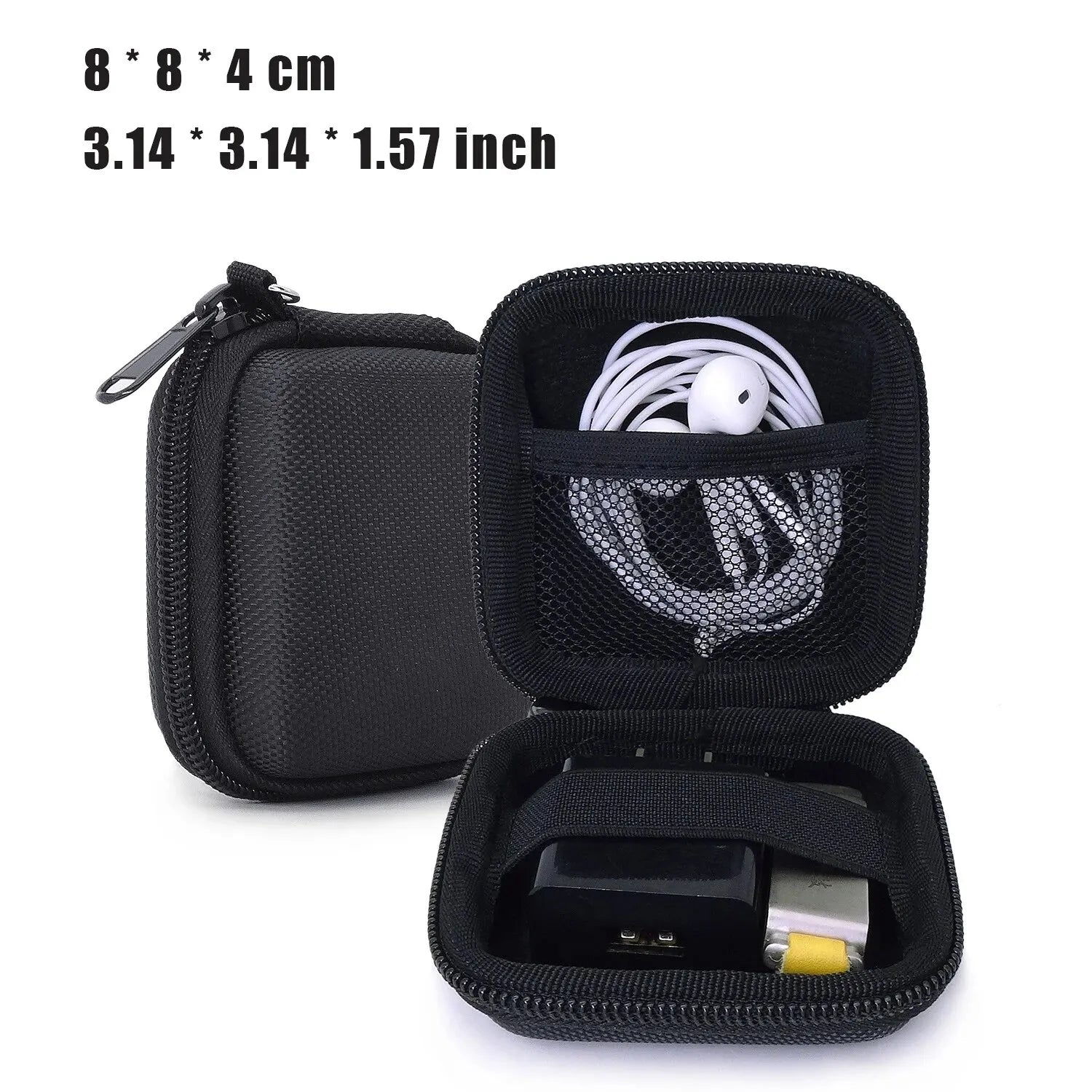 Leather Digital Gadgets Organizer Bag – Earphone & Cable Case Gadget Organizer Bag Zpaxo black