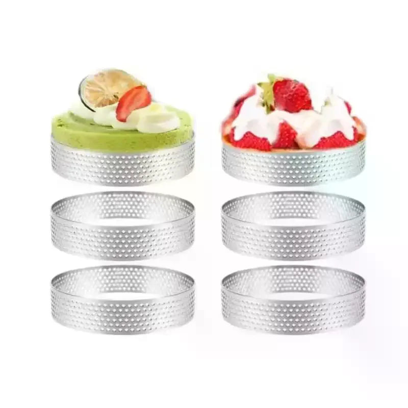 5/6/7/8CM Classic 304 Stainless Steel Mousse Ring Cake Mold With Hole Tart Bottom Tower Fruit Pie Quiches Baking Tool Zpaxo
