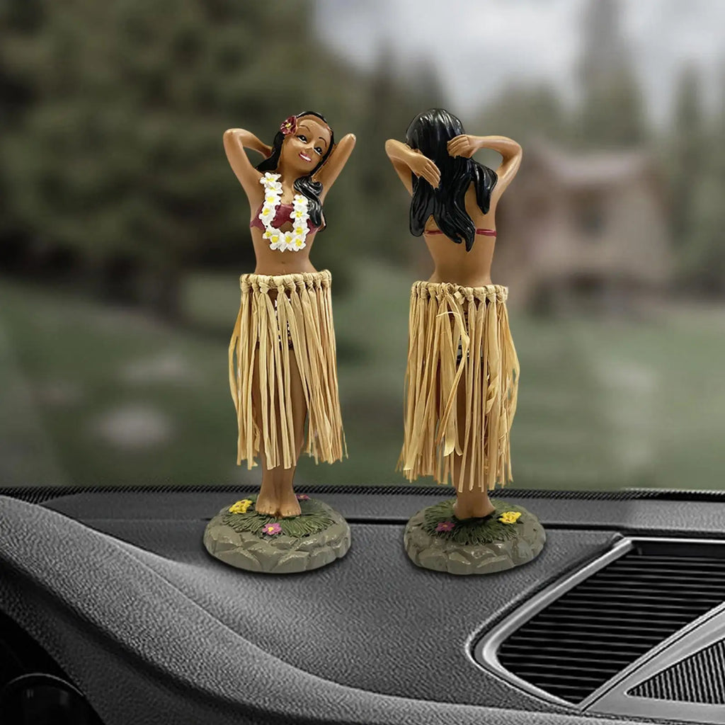 Hawaiian Dancing Girl Posing Dancer Decorations Resin Craft Dashboard Bobblehead Doll Souvenir Ornaments Home Car Decor Zpaxo