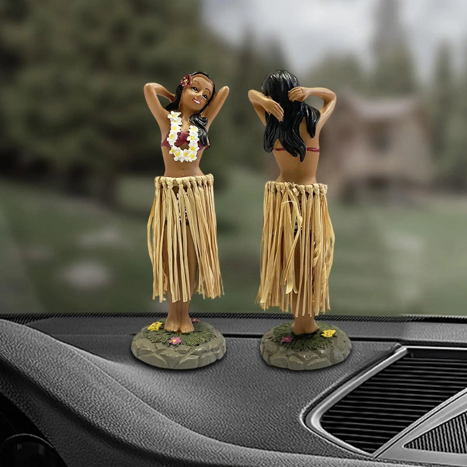 Hawaiian Dancing Girl Posing Dancer Decorations Resin Craft Dashboard Bobblehead Doll Souvenir Ornaments Home Car Decor Zpaxo