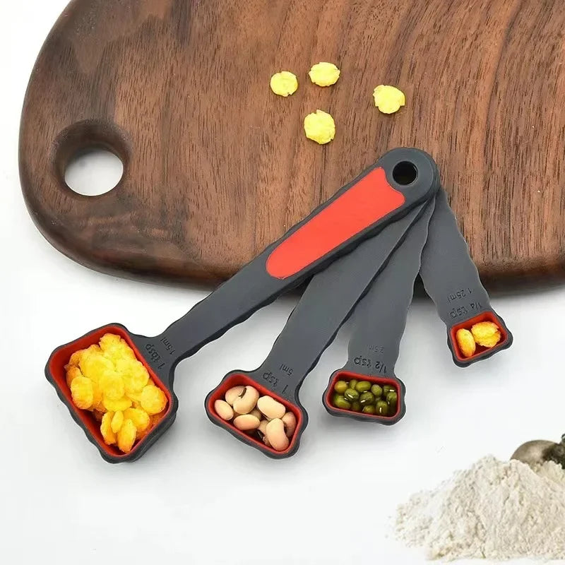 4/8Pcs Silicone Measuring Cup Measuring Spoon Collapsible Baking Measuring Tool Set for Coffee Flour Honey Sugar Baking Spoon Zpaxo