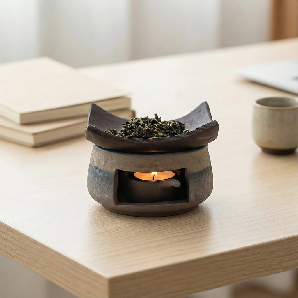 Teapot Warmer Gilded Iron Glaze Heating Base Ceramic Tea Stove Party