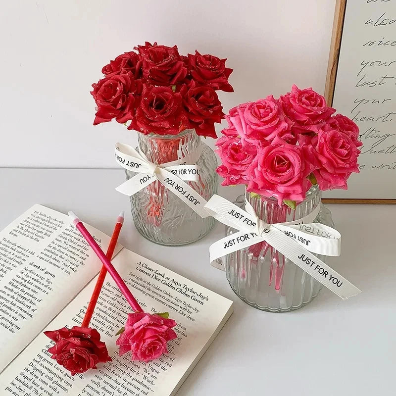 Artificial Rose Pen Stationery Ornament Creative Valentine's Day
