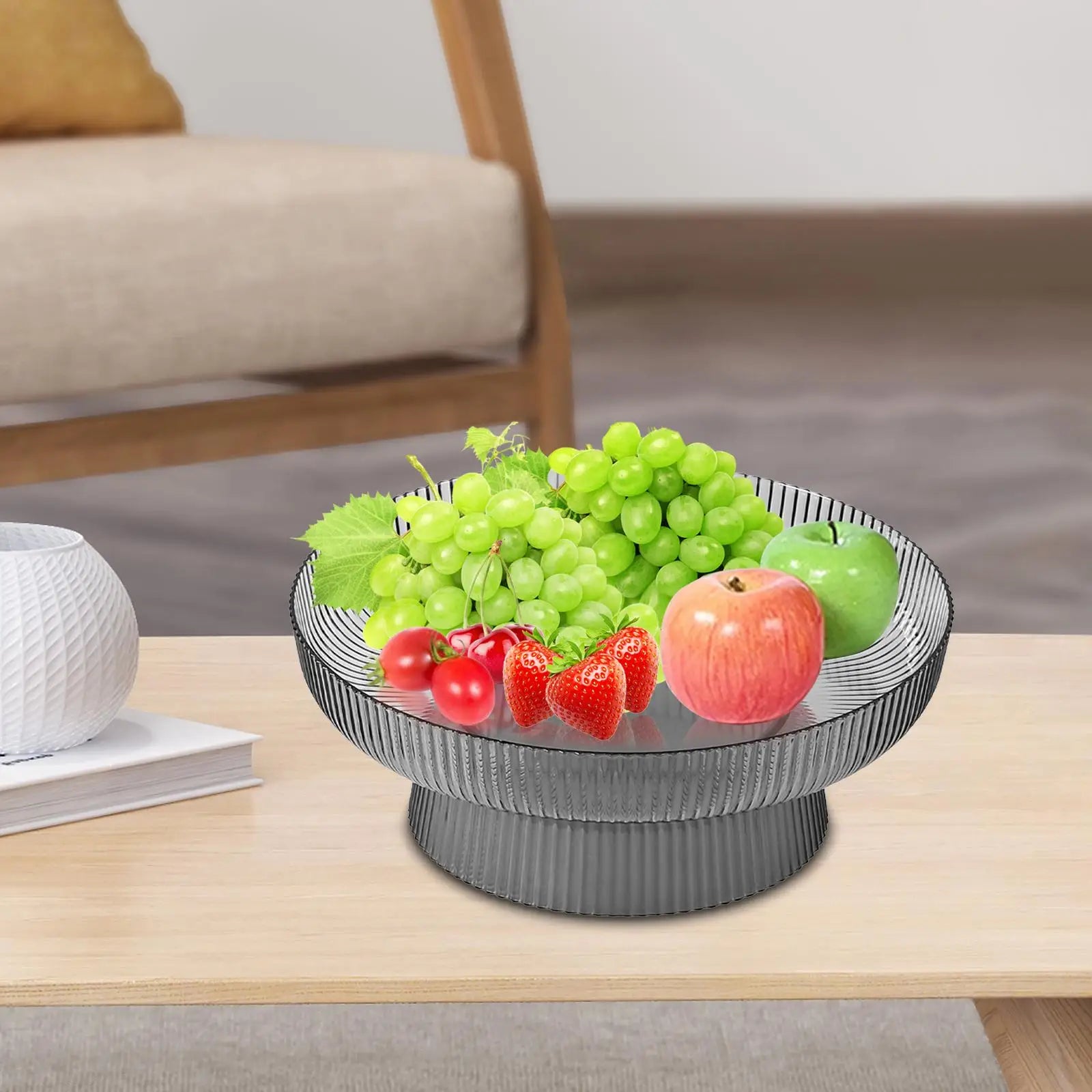 Pedestal Fruit Bowl – Decorative Basket & Dessert Display Stand Decorative Fruit Bowl Zpaxo GRAY