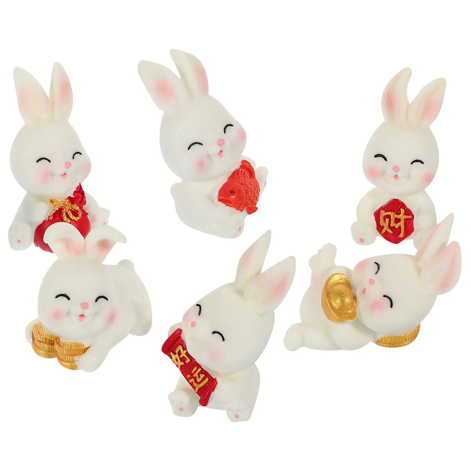Mini Rabbit Ornaments Resin Small Cute Bunny Decor Cake Cupcake