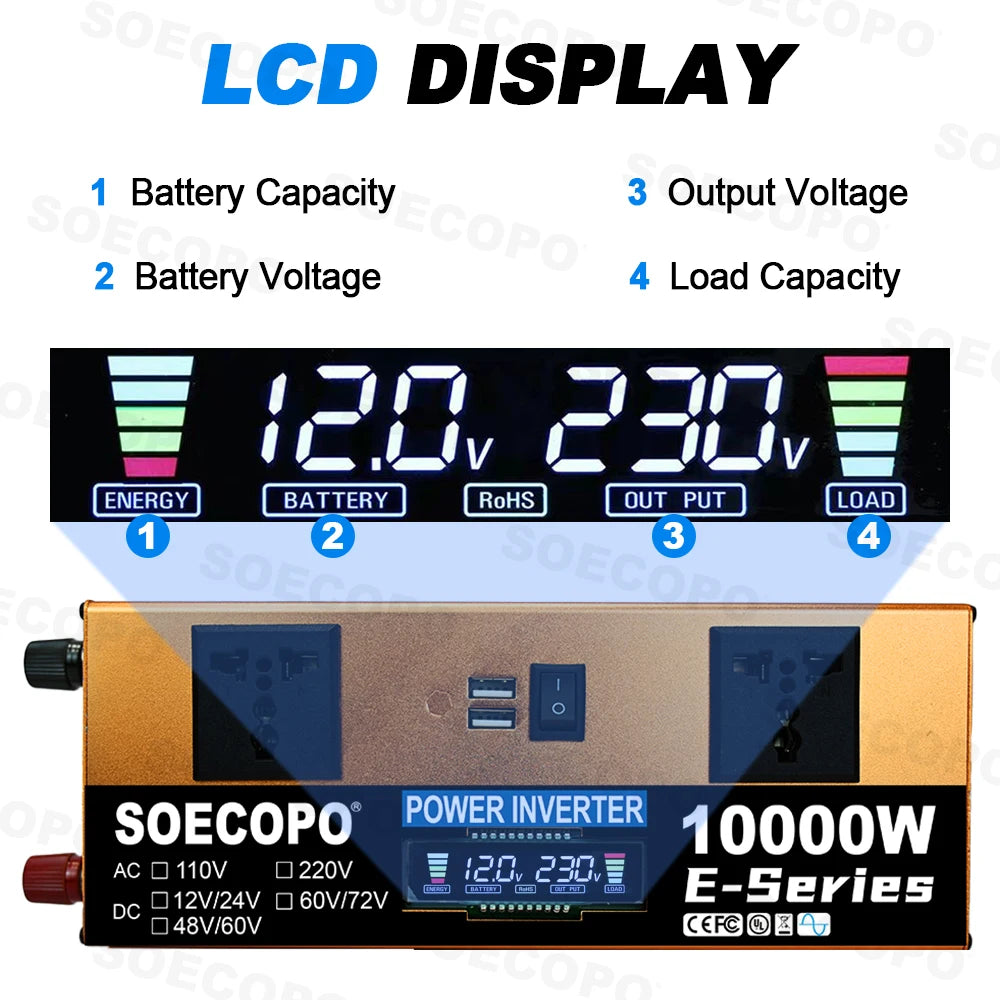 Industrial 10000W Inverter Dualvoltage 12V24V48V60V72V 110V 220V AC