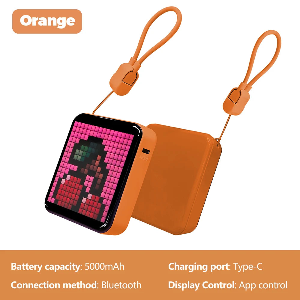 LED Pixel Display Night Light 5000mAh Bluetooth APP Control DIY Table Zpaxo Orange