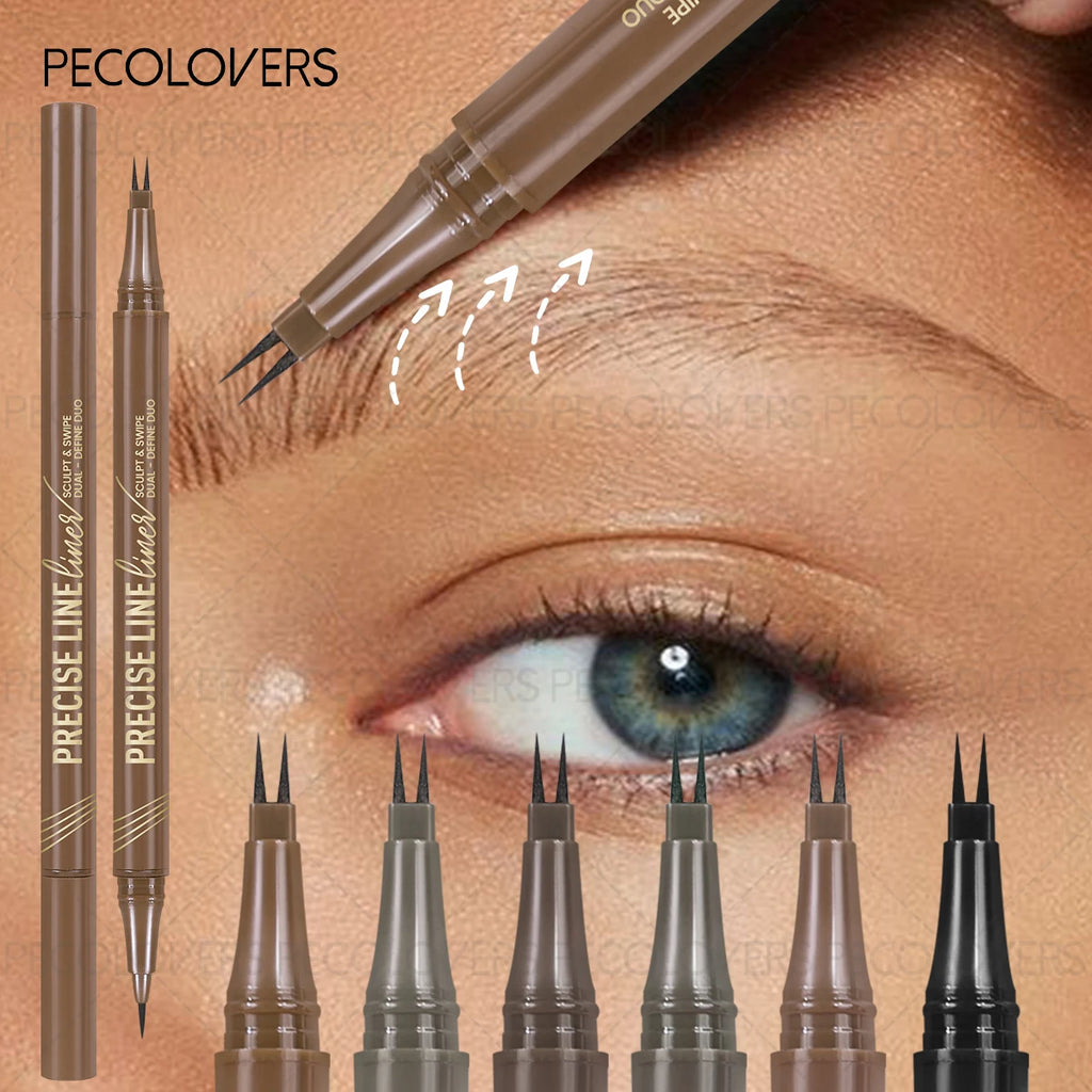1PC 2 Forks Eyebrow Pencil Dual-Ended Artist Ultra-Fine Waterproof & Sweatproof, Natural 3D Wild Brow Look, Zpaxo