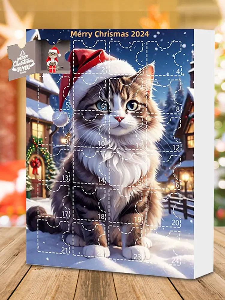 Advent Calendar 2024 Christmas Tree Cat Pendant Cute Christmas Advent Calendar 2D Acrylic Cat Hanging Pendant for Cat Lovers Zpaxo
