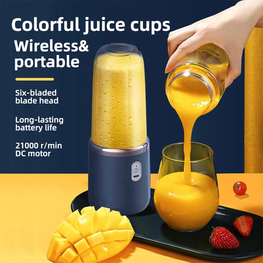 6 Blades Electric Juicer Cup 2 Cups For Travel Portable Juicer Mixer Usb Charge Fresh Fruit Juice Personal Blender Smoothie Zpaxo
