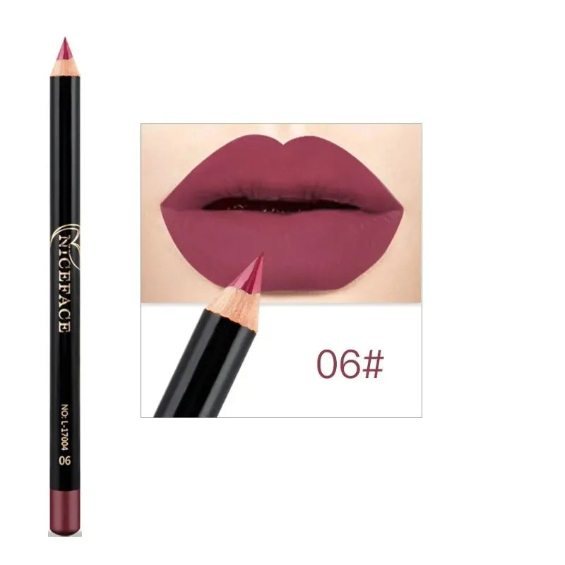 12 Colors Waterproof Lip Liner Nude Matte Brown Lipstick Pencil Zpaxo 06-1PC