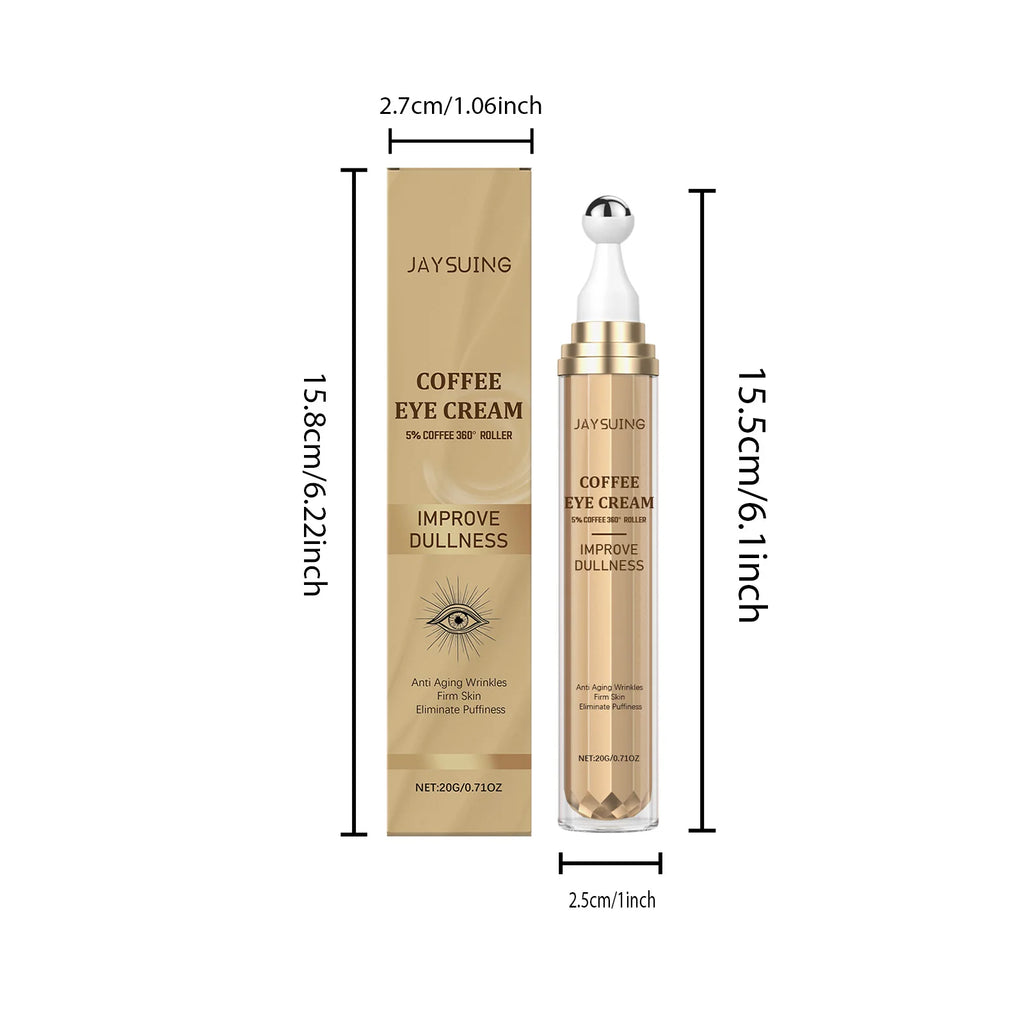 Caffeine Firming Eye Cream Fade Dark Circles Anti-Puffiness Lighten Fine Lines Under The Eyes Remove Eye Bags Roller Eye Massage Zpaxo